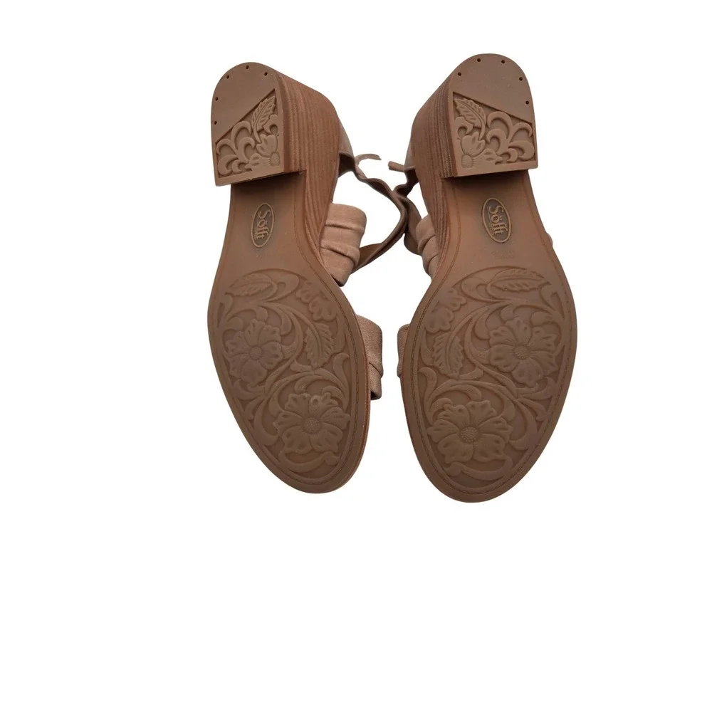 Sofft Womens Suede Crisscross Wedge Sandals Tan‎ Brown SF0078588 Size 10M